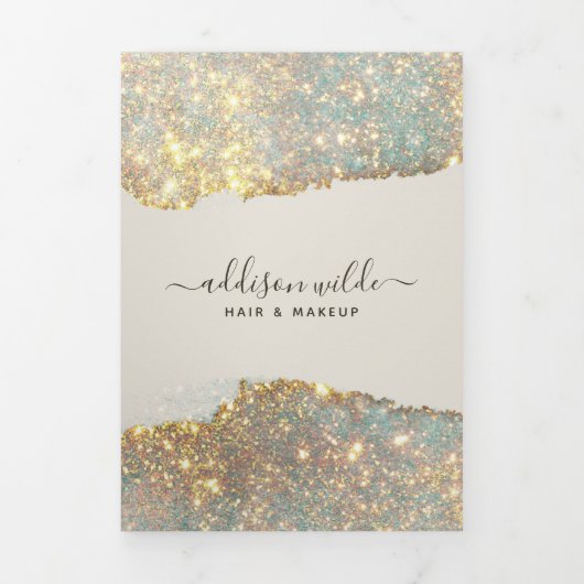 Holografische Handtekening Script Moderne Salon Br Drieluik Kaart (Cover)