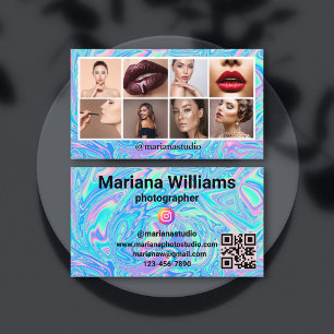 Holografische Instagram 8 foto's collage QR-code Visitekaartje
