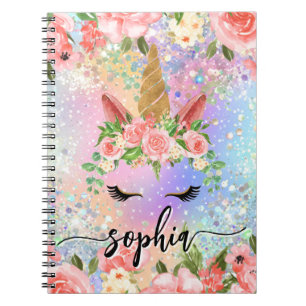 Holografische Iridescent Glitter Floral Gold Unico Notitieboek