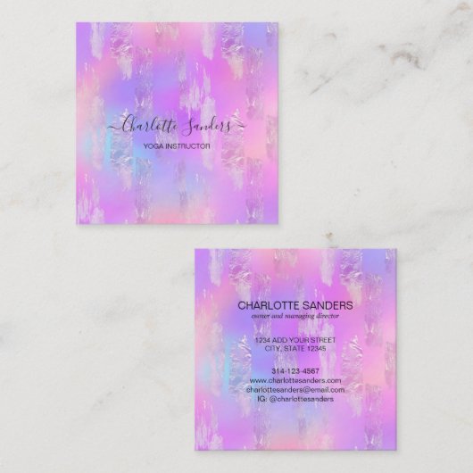 Holografische iriserende gouden folie vierkante visitekaartje (Voorkant / Achterkant)