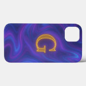 Holografische iriserende Marmeren Monogram Telefoo Case-Mate iPhone Case (Achterkant (horizontaal))