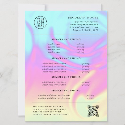 Holografische Iriserende Opal | Prijsfolder (Voorkant)