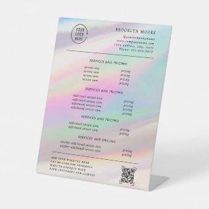 Holografische Iriserende Opal Prijzen Reclamebord Met Voetstuk