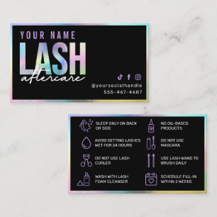 Holografische Lash Aftercare Card Visitekaartje