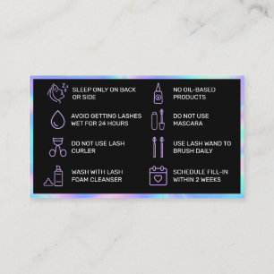 Holografische Lash Aftercare Card Visitekaartje