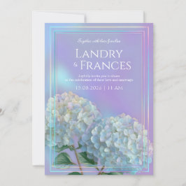 Holografische Lineaire Lavendel Hydrangea Bruiloft Kaart