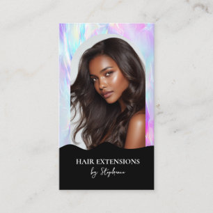 Holografische luxe haarstylist extensies pruik fot visitekaartje