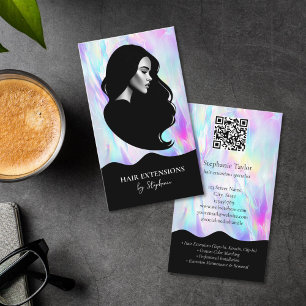 Holografische luxe haarstylist extensies pruik fot visitekaartje