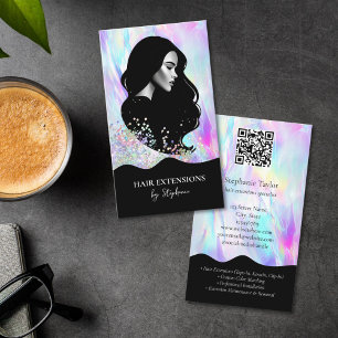 Holografische luxe haarstylist extensies pruik fot visitekaartje
