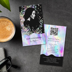 Holografische luxe haarstylist extensies pruik fot visitekaartje