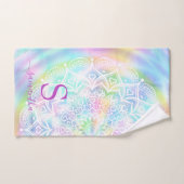 Holografische monogrammen pasta Iridescent Regenbo Handdoek (Handdoek)