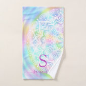 Holografische monogrammen pasta Iridescent Regenbo Handdoek (Handdoek)