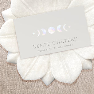 Holografische Moon Phase Yoga Spirituele Coach Visitekaartje