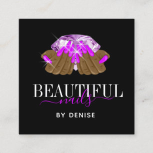 holografische nagellak slachterij hand nagels tech vierkante visitekaartje