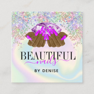 holografische nagellak slachterij hand nagels tech vierkante visitekaartje