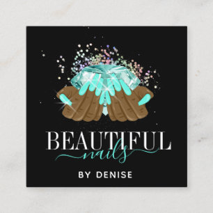 holografische nagellak slachterij hand nagels tech vierkante visitekaartje