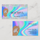 holografische nagellak slachterij hand nagels tech visitekaartje (Voorkant / Achterkant)