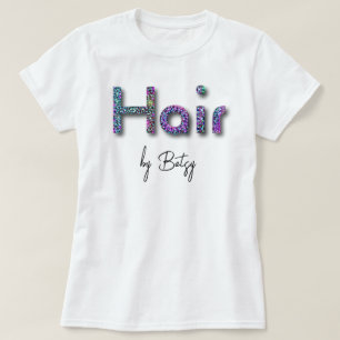 Holografische Neon Glitter Hair Stylist T-shirt