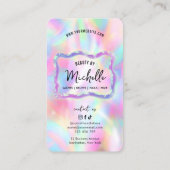 Holografische Neon Opal Girly Social Media QR-code Visitekaartje (Achterkant)