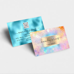 Holografische Ocean Gold Confetti Boutique Shop QR Visitekaartje