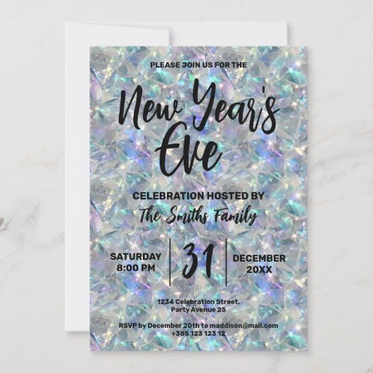 Holografische Opal Stone achtergrond Oudejaarsavon Kaart (Voorkant)