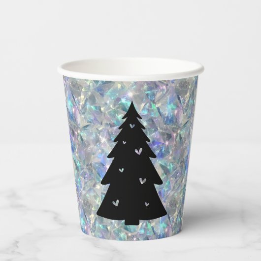 Holografische Opal Stone achtergrond Vrolijk Kerst Papieren Bekers (Achterkant)
