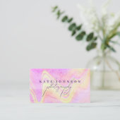 Holografische Opal Stone Marble Script QR Code Visitekaartje (Staand voorkant)