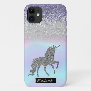 Holografische paarse diamanten, glitter eenhoorn iPhone 11 hoesje