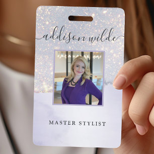 Holografische Paarse Glitter Luxe Glam Bedrijfs-ID Badge