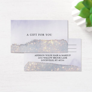 Holografische Paarse Glitter Luxe Glam Cadeaubon Visitekaartje