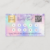 Holografische paarse roze qr code corporate logo klantenkaartje (Voorkant)