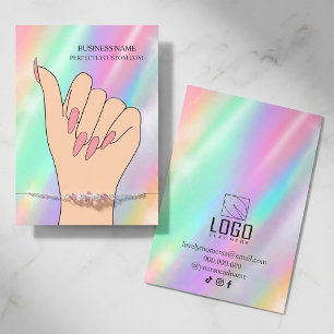 Holografische Pastelkleurige Armband Displaykaart Visitekaartje
