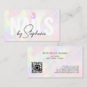 Holografische Poolse Nail Artist QR Code Roze Scho Contactkaartje (Voorkant / Achterkant)