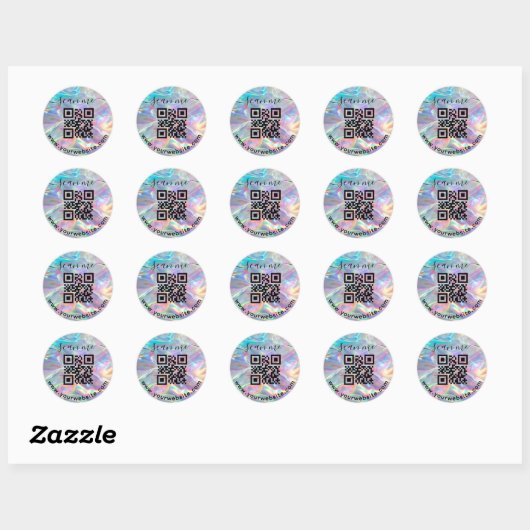 Holografische QR-code en aangepaste tekst ronde St Ronde Sticker (Vel)