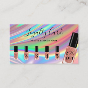 Holografische Rainbow Nail Salon Loyaliteit Visitekaartje