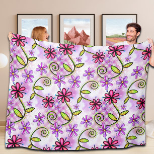 Holografische regenboog bloemencollage fleece deken