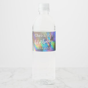 Holografische Regenboog Kleuren Verjaardagsfeest B Waterfles Etiket