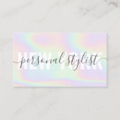 Holografische regenboog script handtekening meisje visitekaartje (Voorkant)