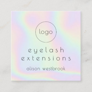 Holografische regenboog wimper extensies custom lo vierkante visitekaartje