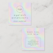 Holografische regenboog wimper extensies custom lo vierkante visitekaartje (Voorkant / Achterkant)