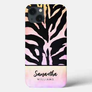 Holografische Regenboog Zebraprint Persoonlijk  iPhone 13 Hoesje