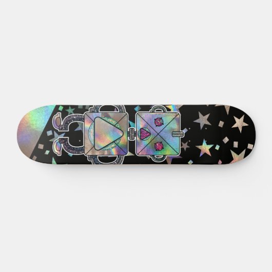 Holografische regenboogstars metalen rommelrobots skateboard (Horizontaal)