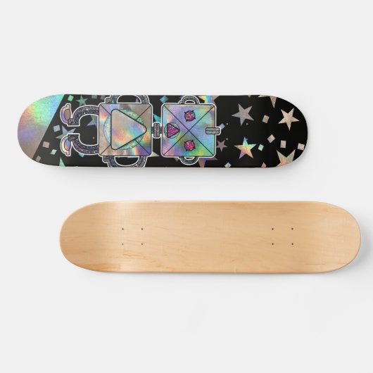Holografische regenboogstars metalen rommelrobots skateboard (Horizontaal)