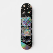 Holografische regenboogstars metalen rommelrobots skateboard (Voorkant)