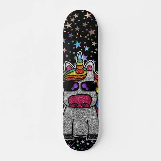 Holografische regenboogUnicorn Sparkly Stars Magis Skateboard (Voorkant)