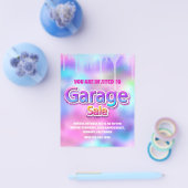Holografische roze glinsterende drup garage sale flyer (Enkel)