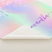 Holografische roze paarse druppels sherpa deken (3/4)
