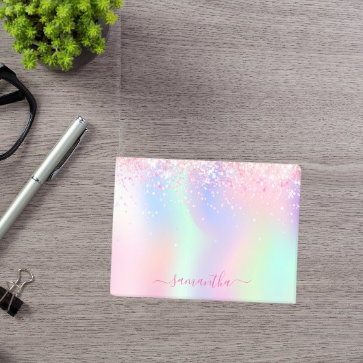 Holografische roze paarse glitter naam post-it® notes