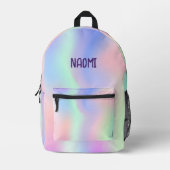 Holografische roze paarse naam meisje bedrukte rugzak (Voorkant)