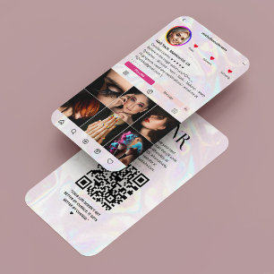 Holografische Roze Parel Instagram Modern Visitekaartje